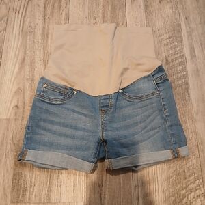 Vintage Violet Blue Denim Maternity Shorts